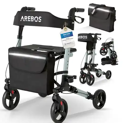 Arebos Leichtgewicht Rollator Aluminium für Reisen und Alltag