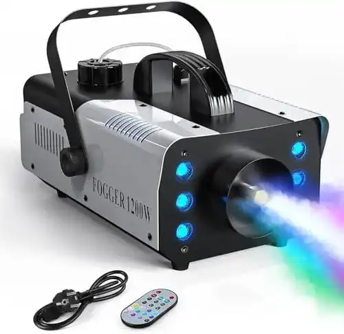 Nebelmaschine UKing 1200W Mini mit 6 RGB LEDs und Fernbedienung