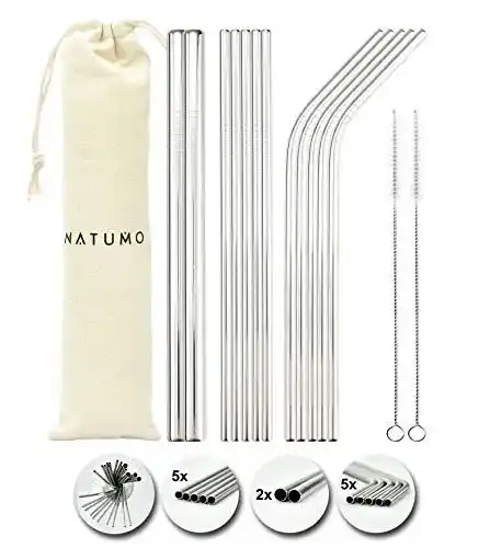 Edelstahl Strohhalm Set von NATUMO – Wiederverwendbare Trinkhalme