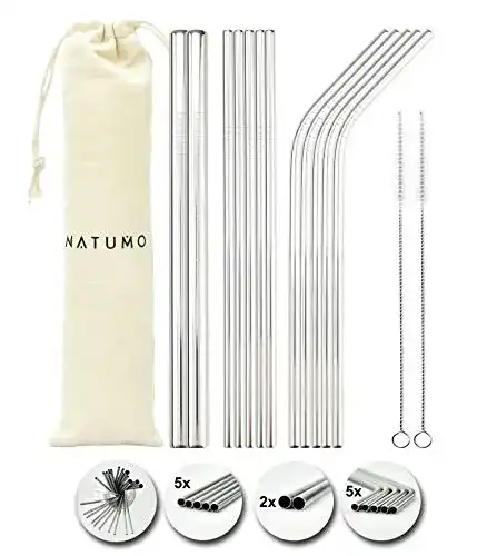 Edelstahl Strohhalm Set von NATUMO – Wiederverwendbare Trinkhalme