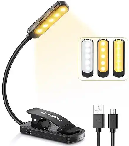 Leselampe TEAMPD Buchklemme mit 10 LEDs und dimmbarer Helligkeit