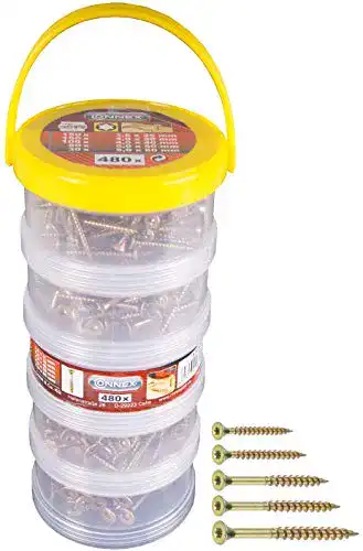 Spanplattenschrauben Sortiment Connex 480-teilig in Stapelbox