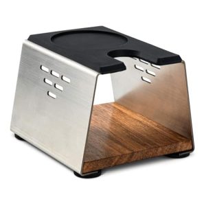 Tamperstation Vienesso aus Edelstahl und Holz für Siebträger bis 58mm