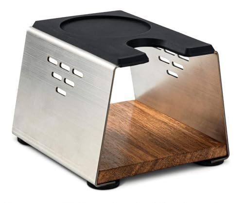 Tamperstation Vienesso aus Edelstahl und Holz für Siebträger bis 58mm