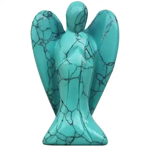 Energiesteine Lovionus89 Grünes Howlite-Türkis Engel Statue