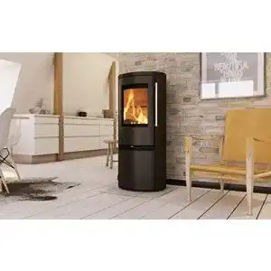 Termatech Kaminofen TT21RH aus Stahl 5 kW in Schwarz mit Holzfach
