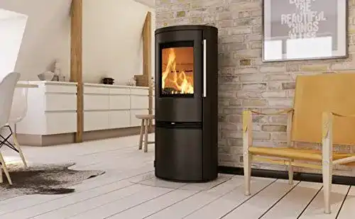 Termatech Kaminofen TT21RH aus Stahl 5 kW in Schwarz mit Holzfach