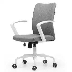 Bürostuhl Weiß von Hbada, ergonomischer Drehstuhl mit Rollen und höhenverstellbar