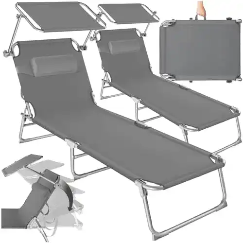 Sonnenliege Tectake 2er Set – Klappbare und leichte Gartenliege