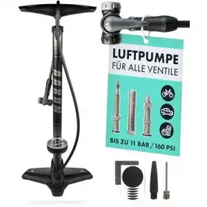 Fahrradpumpe AARON Sport One mit Manometer für verschiedene Ventile