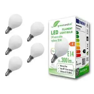 Dimmbares LED E14 Glühfadenlicht von Greenandco mit CRI 90+ Matt