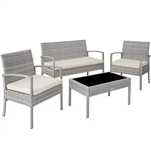 Rattan Gartenmöbel tectake Poly Rattan wetterfest