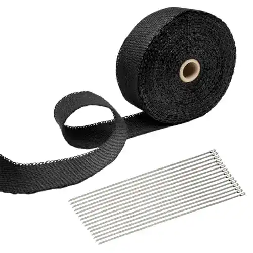 Hitzeschutzband Vonlux Auspuff 15m x 5cm mit Edelstahl Kabelbindern