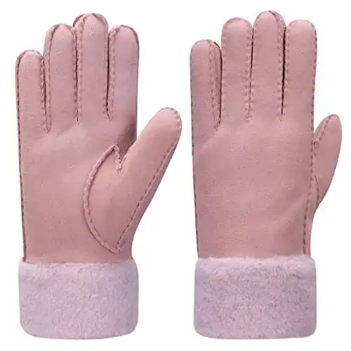 Lammfell Handschuhe für Damen von Harssidanzar – Winter Lederhandschuhe