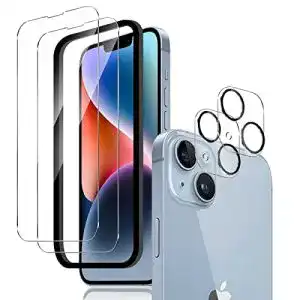 Liilaa Panzerglas Schutzfolie für iPhone 14 mit Kameraschutz