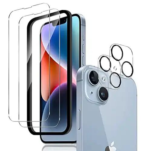 Liilaa Panzerglas Schutzfolie für iPhone 14 mit Kameraschutz