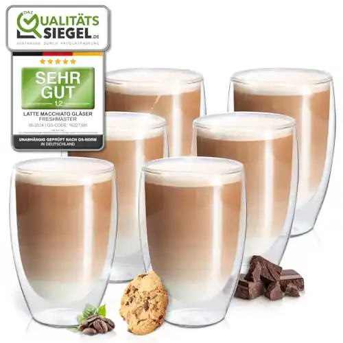 Doppelwandige Gläser Fresh Master für Latte Macchiato, 6er Set