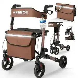Arebos Leichtgewicht Rollator Aluminium – Faltbarer Reiserollator