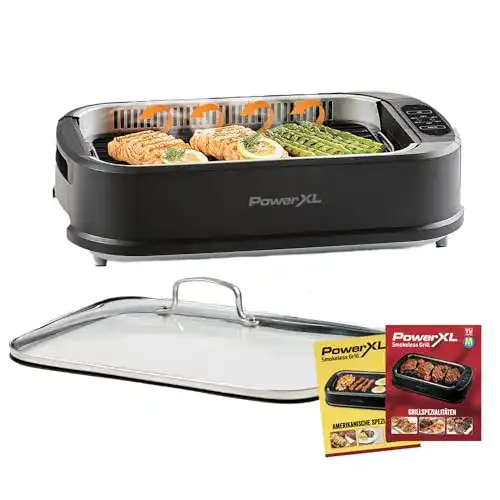 Elektro Tischgrill mit Deckel von PowerXL Rauchfreies Grillen für Zuhause