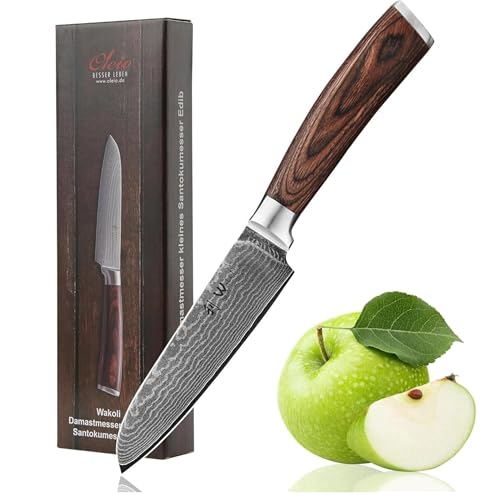 Damast Küchenmesser Wakoli EDIB kleines Santoku mit 12 cm Klinge