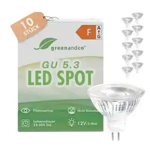 MR16 LED Spot 10x GU5.3 3W warmweiß 2700K flimmerfrei 300 lm