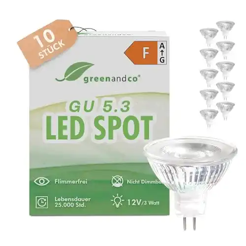MR16 LED Spot 10x GU5.3 3W warmweiß 2700K flimmerfrei 300 lm