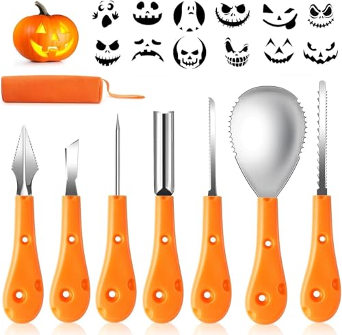 Kürbis-Schnitzset T98 für Halloween 7-teiliges Set für DIY-Dekoration