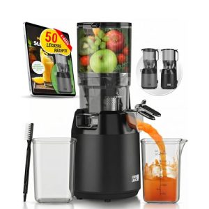 Slow Juicer Entsafter mit Rezeptbuch und großer 135 mm Öffnung