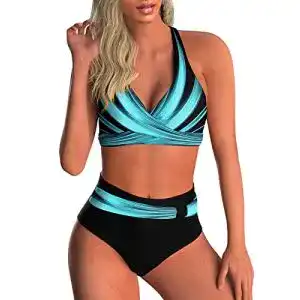 Bikini High Waist Adigaber Damen Zweiteiliger Badeanzug mit V-Ausschnitt