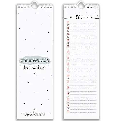 Geburtstagskalender Cupcakes & Kisses für jedes Jahr