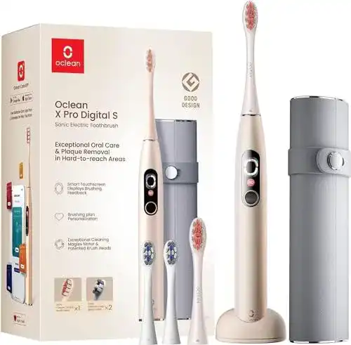 Oclean X Pro Digital Elektrische Zahnbürste mit 4 Bürstenköpfen und Reiseetui