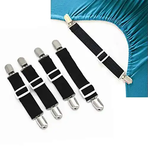 Bettlakenspanner Lesfit, verstellbar, 4 Stück in Schwarz