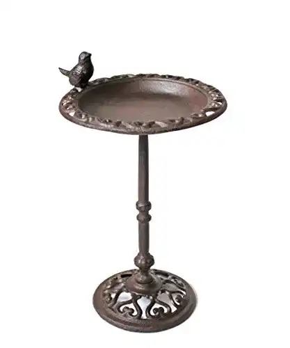Vogeltränke aus Gusseisen mit Spatz – Gartenaccessoire für Vögel