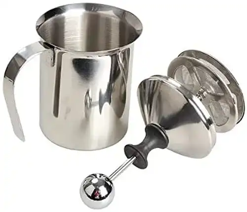 Cozyswan Hand-Milchaufschäumer aus Edelstahl mit 400 ml Fassungsvermögen