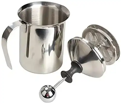 Cozyswan Hand-Milchaufschäumer aus Edelstahl mit 400 ml Fassungsvermögen