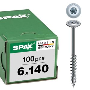 Spax Holzbauschraube 6,0 x 140 mm, 100 Stück für tiefe Verankerungen