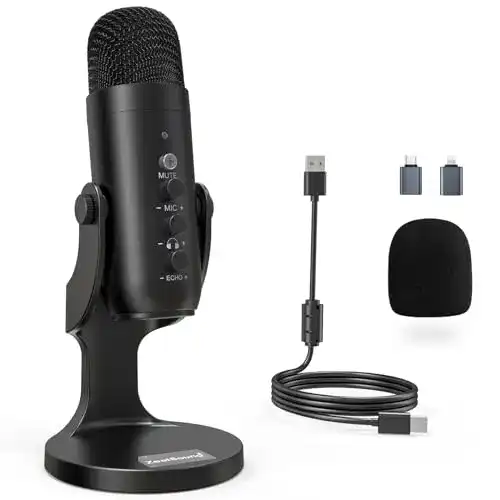 Zealsound USB Mikrofon für iPhone, PC, PS4 und PS5