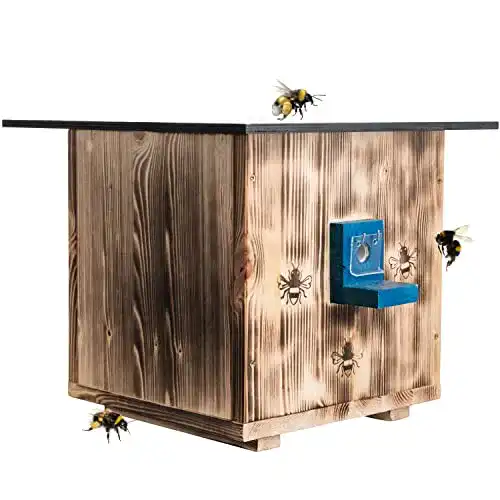 Hummelhaus Woid Herz Premium (H3) Gebrannt – Hummelkasten aus geflammtem Holz