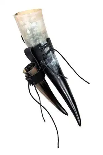 Trinkhorn Frera Grimnirs Horn Set 0,5l und 0,1l mit Gürtelhalterung