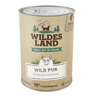 Wildes Land Hundefutter Wild PUR 6 x 800 g Getreidefreies Nassfutter