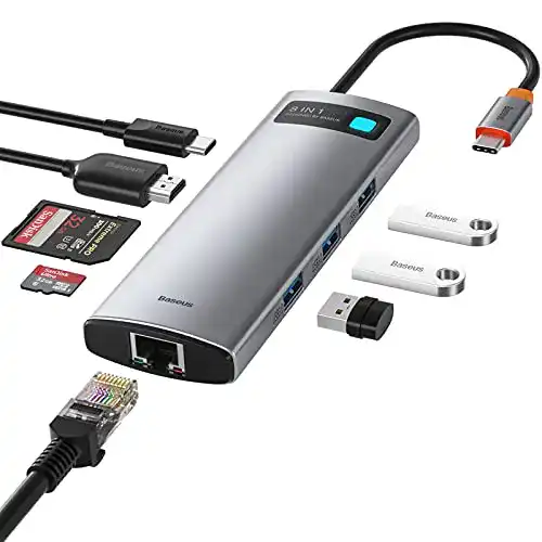 Baseus USB C Hub 8-in-1 Adapter mit 4K HDMI und 100W PD-Ladeport
