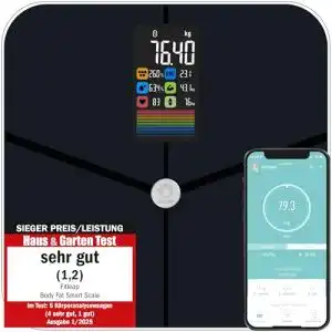Fitleap Personenwaage bis 200 kg mit Körperfettanalyse und App-Funktion