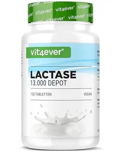 Laktase-Tabletten Vit4ever 13000 FCC, 120 Stück für Laktoseintoleranz