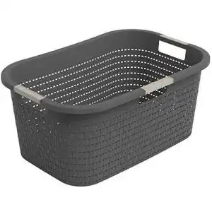 Wäschekorb Rotho Country 40 Liter aus Kunststoff, anthrazit