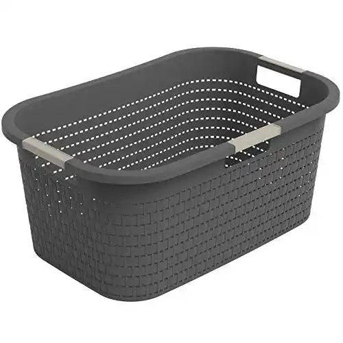 Wäschekorb Rotho Country 40 Liter aus Kunststoff, anthrazit