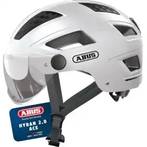 Fahrradhelm mit Visier ABUS 86998 in Weiß für urbane Radfahrer