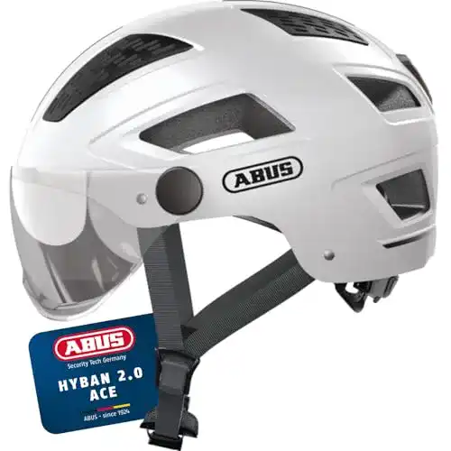 Fahrradhelm mit Visier ABUS 86998 in Weiß für urbane Radfahrer