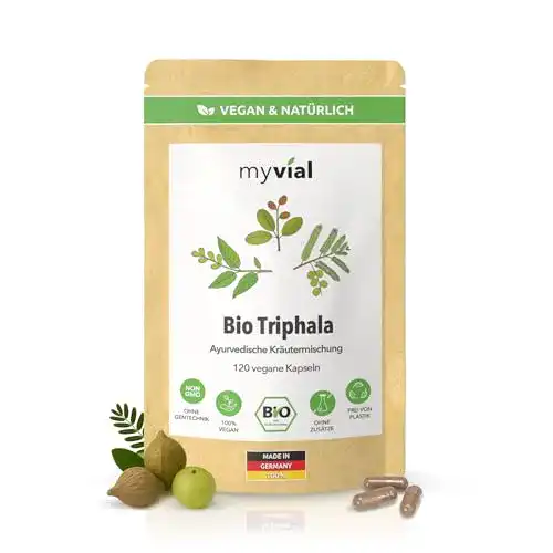 Triphala Myvial Bio Kapseln 120 Stück mit Amalaki, Bibhitaki und Haritaki