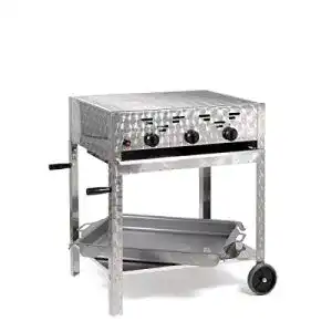 Gastrogrill Gasgrill-Kombibräter 11 kW mit 3 Brennern und Stahlpfanne