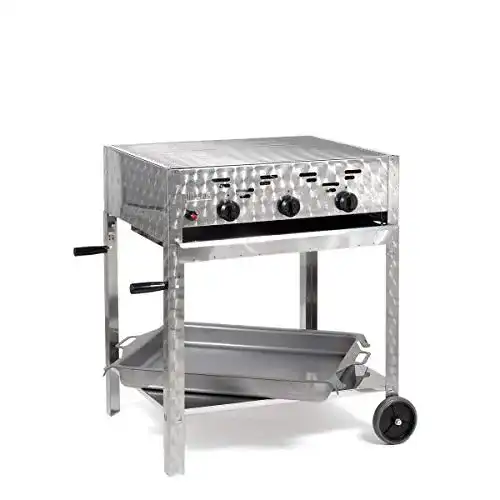 Gastrogrill Gasgrill-Kombibräter 11 kW mit 3 Brennern und Stahlpfanne